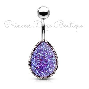 Purpleβ Druzy Stone Belly Button Ring